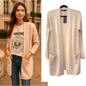 NWT! Jenni Kayne XS Oversized 100% CASHMERE Long Sweater Coat Cardigan Oatmeal M